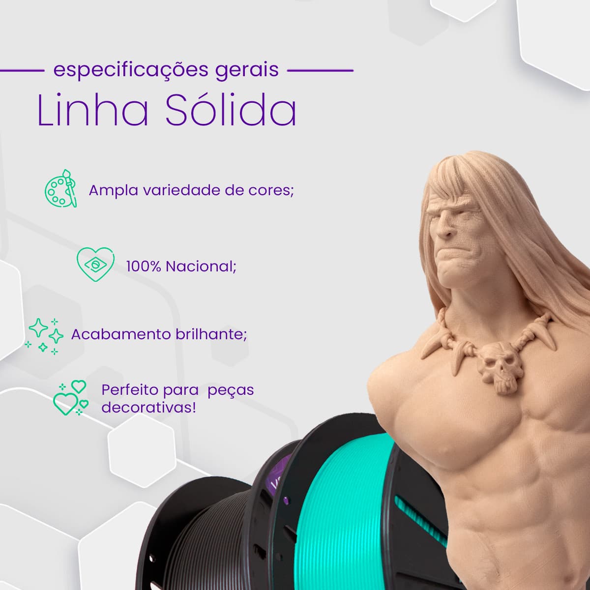 Carretel de filamento PLA cinza grafite