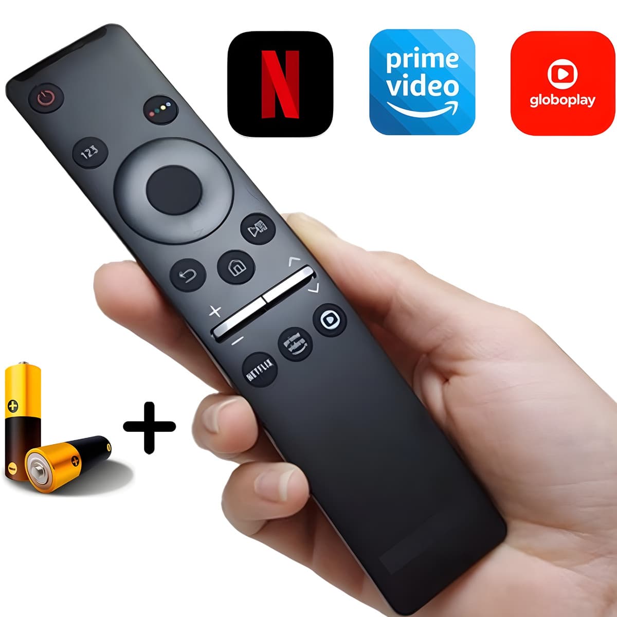 Controle Remoto Para Smart Tv Samsung 4k Com Pilhas E Teclas Netflix Prime Video