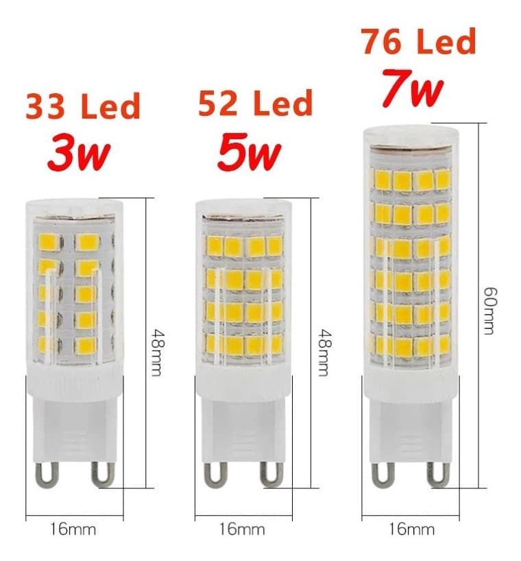 Comparativo de luminosidade da lâmpada LED Halopin G9 7W