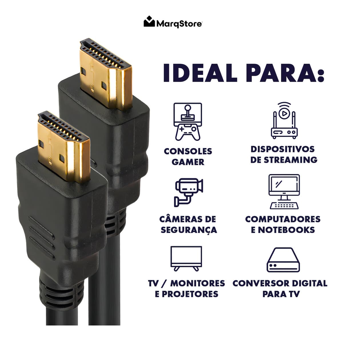 Cabo HDMI Marqs Home mostrando o selo 4K Ultra HD