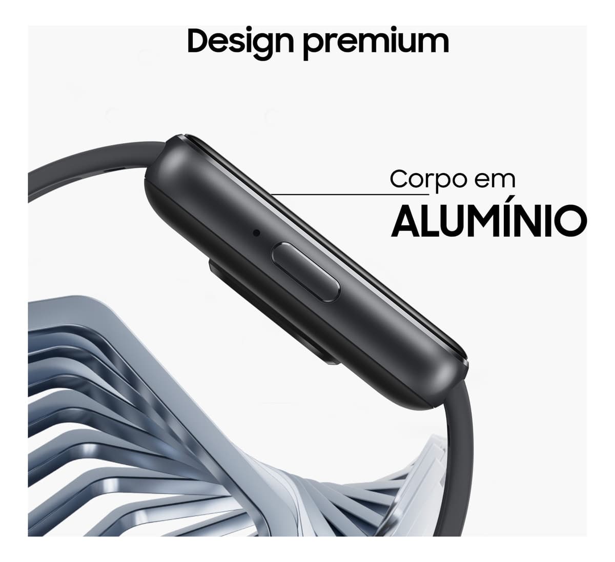 Detalhe da tela do Samsung Smartwatch Galaxy Fit3 Grafite