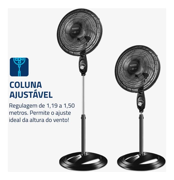 Ventilador Coluna Super Power Mondial com grade frontal removível